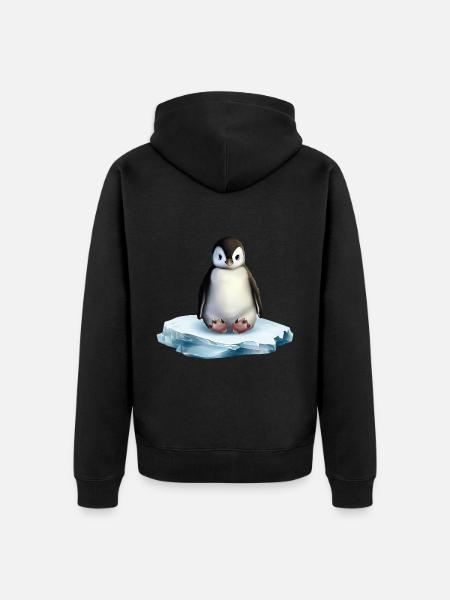 Penguin on an ice floe - Unisex Premium Organic Zip Hoodie - black