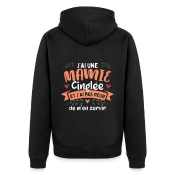 Mamie Petite Fille - Veste à capuche bio Premium Unisexe - noir - Dos - Nico (187cm)