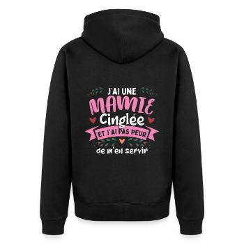Petite-Fille Mamie Humour - Veste à capuche bio Premium Unisexe - noir - Dos - Nico (187cm)