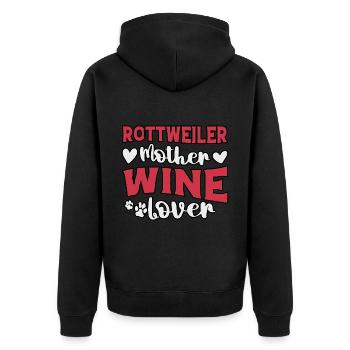 Rottweiler mother wine lover - Unisex Premium Organic Zip Hoodie - black - Back - Nico (187cm)
