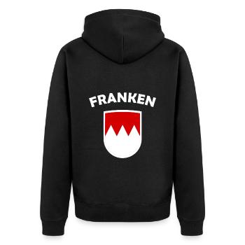 Der Franke - Unisex Premium Bio Zip Hoodie - Schwarz - Hinten - Nico (187cm)