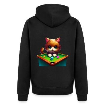 Chat à la table de billard - Veste à capuche bio Premium Unisexe - noir - Dos - Nico (187cm)