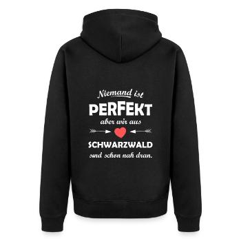 Daheim in Süddeutschland - Unisex Premium Bio Zip Hoodie - Schwarz - Hinten - Nico (187cm)