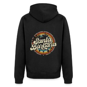 Santa Barbara California Sunset Retro - Unisex Premium Organic Zip Hoodie - black - Back - Nico (187cm)