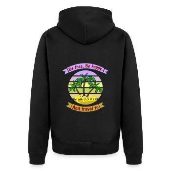 Der Kreta Urlaub - Unisex Premium Bio Zip Hoodie - Schwarz - Hinten - Nico (187cm)