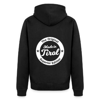 Das schöne Tirol in Österreich - Unisex Premium Bio Zip Hoodie - Schwarz - Hinten - Nico (187cm)