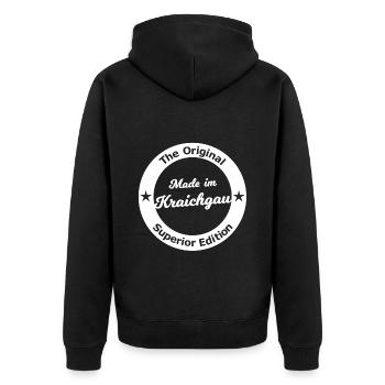 Made im Kraichgau - Unisex Premium Bio Zip Hoodie - Schwarz - Hinten - Nico (187cm)