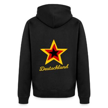 A star from Germany - Unisex Premium Organic Zip Hoodie - black - Back - Nico (187cm)