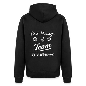 The Team Manager - Unisex Premium Organic Zip Hoodie - black - Back - Nico (187cm)