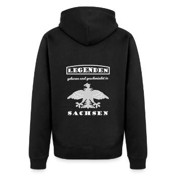 Die Legenden aus Sachsen - Unisex Premium Bio Zip Hoodie - Schwarz - Hinten - Nico (187cm)