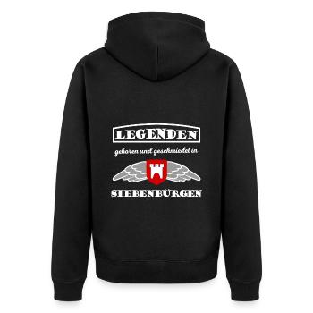 Mythos aus Siebenbürgen - Unisex Premium Bio Zip Hoodie - Schwarz - Hinten - Nico (187cm)