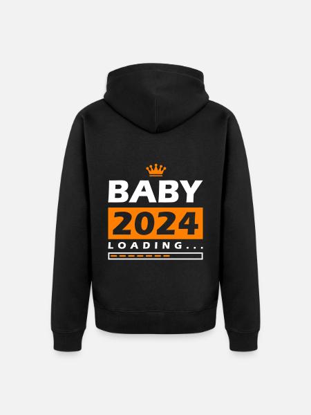Baby 2024 Loading - Unisex Premium Organic Zip Hoodie - black