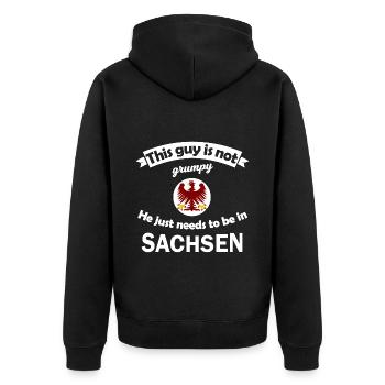 Die Heimat in Sachsen - Unisex Premium Bio Zip Hoodie - Schwarz - Hinten - Nico (187cm)