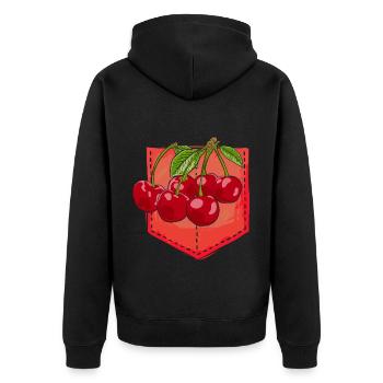 Fruits Fruit Cherries Gift Chest Pocket Cherry - Unisex Premium Organic Zip Hoodie - black - Back - Nico (187cm)