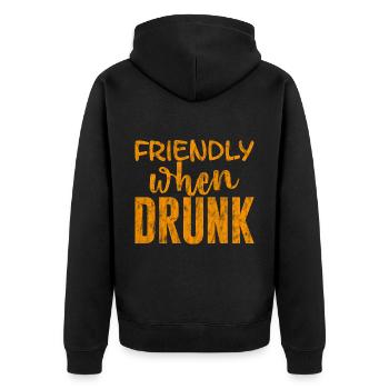 Friendly When Drunk 3 - Unisex Premium Bio Zip Hoodie - Schwarz - Hinten - Nico (187cm)