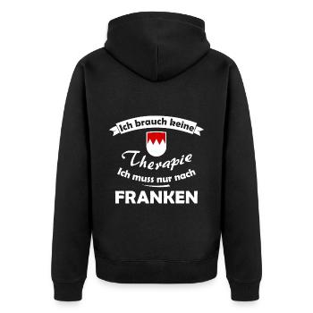 Heimweh nach dem schönen Franken - Unisex Premium Bio Zip Hoodie - Schwarz - Hinten - Nico (187cm)