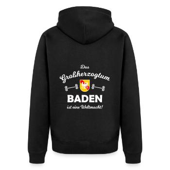 Das stolze Großherzogtum Baden - Unisex Premium Bio Zip Hoodie - Schwarz - Hinten - Nico (187cm)