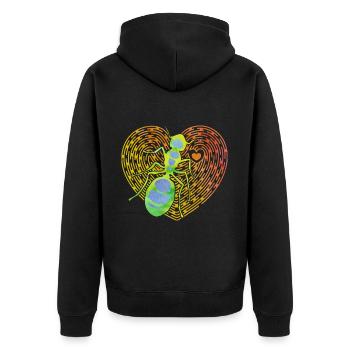 Ameise - Unisex Premium Bio Zip Hoodie - Schwarz - Hinten - Nico (187cm)