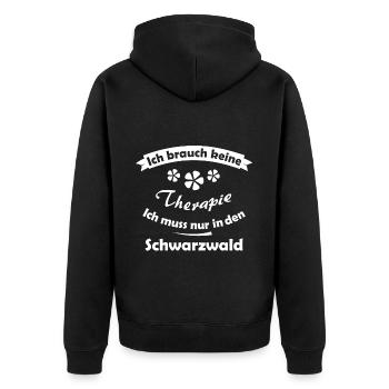 Zuhause im Schwarzwald - Unisex Premium Bio Zip Hoodie - Schwarz - Hinten - Nico (187cm)