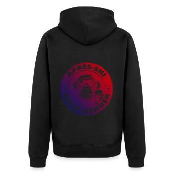 Affe Apres Ski Team Spruch Bunt - Unisex Premium Bio Zip Hoodie - Schwarz - Hinten - Nico (187cm)
