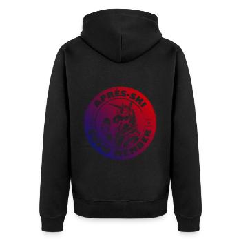Einhorn Apres Ski Team Spruch Bunt - Unisex Premium Bio Zip Hoodie - Schwarz - Hinten - Nico (187cm)