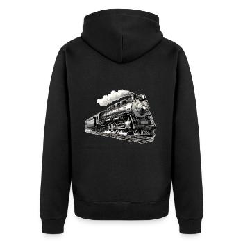 Graphismes de locomotives à vapeur - Veste à capuche bio Premium Unisexe - noir - Dos - Nico (187cm)