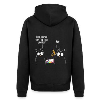 Dude Did You Eat The Last Unicorn? Cat Unicorn - Unisex Premium Organic Zip Hoodie - black - Back - Nico (187cm)