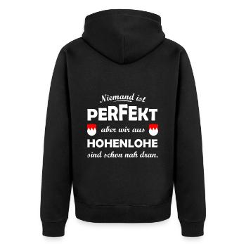 The Hohenloher - Unisex Premium Organic Zip Hoodie - black - Back - Nico (187cm)