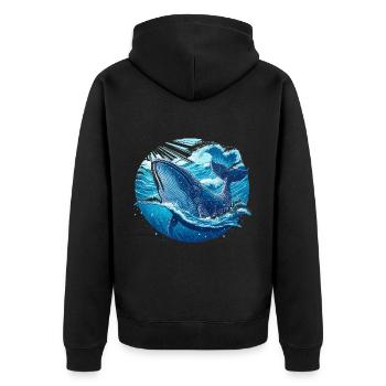 Blauwal - Unisex Premium Bio Zip Hoodie - Schwarz - Hinten - Nico (187cm)