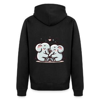 Two Elephants In Love - Unisex Premium Bio Zip Hoodie - Schwarz - Hinten - Nico (187cm)