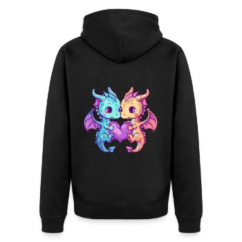 Dragon Couple Amoureux Animal Saint Valentin - Veste à capuche bio Premium Unisexe - noir - Dos - Nico (187cm)