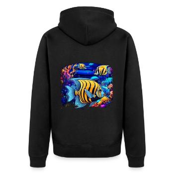 Skalar - Unisex Premium Bio Zip Hoodie - Schwarz - Hinten - Nico (187cm)