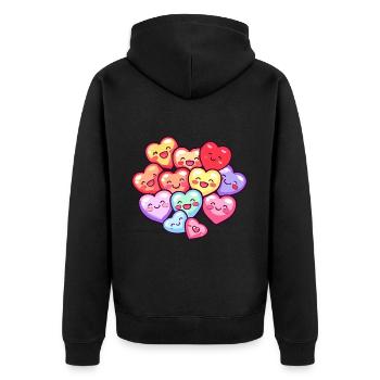 Hearts Team Love Comic Colorful - Unisex Premium Organic Zip Hoodie - black - Back - Nico (187cm)