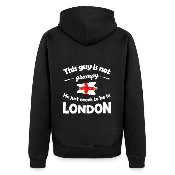 Urlaub in London - Unisex Premium Bio Zip Hoodie - Schwarz - Hinten - Nico (187cm)