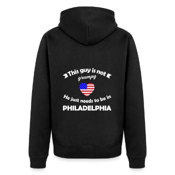 Philadelphie en Amérique - Veste à capuche bio Premium Unisexe - noir - Dos - Nico (187cm)