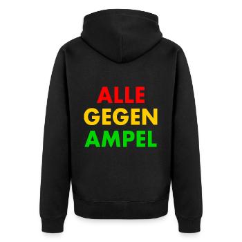 Alle gegen ampel - Unisex Premium Bio Zip Hoodie - Schwarz - Hinten - Nico (187cm)