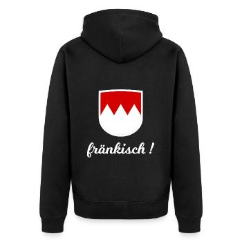 Fränkisch in Süddeutschland - Unisex Premium Bio Zip Hoodie - Schwarz - Hinten - Nico (187cm)