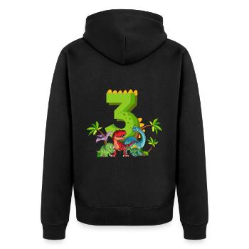 3 ans anniversaire dinosaure dinosaure j’ai 3 ans - Veste à capuche bio Premium Unisexe - noir - Dos - Nico (187cm)