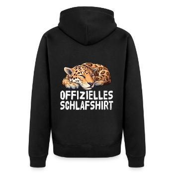 Offizieles Schlafshirt Jaguar - Unisex Premium Bio Zip Hoodie - Schwarz - Hinten - Nico (187cm)
