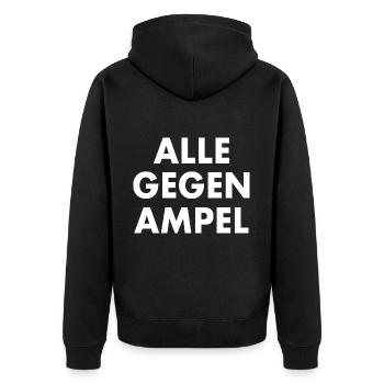 Alle gegen rechts - Unisex Premium Bio Zip Hoodie - Schwarz - Hinten - Nico (187cm)