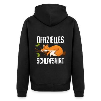 Official Fox Sleep Shirt - Unisex Premium Organic Zip Hoodie - black - Back - Nico (187cm)