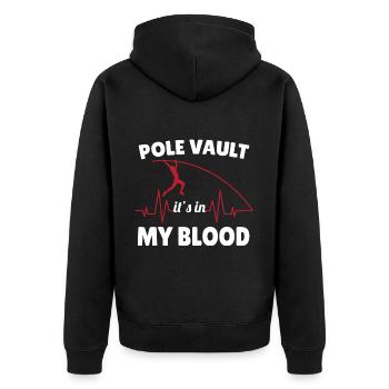 Stabhochspringer-Geschenk - Unisex Premium Bio Zip Hoodie - Schwarz - Hinten - Nico (187cm)