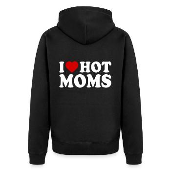 I love hot moms mom - Unisex Premium Bio Zip Hoodie - Schwarz - Hinten - Nico (187cm)