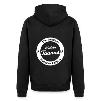 Made im Taunus - Unisex Premium Bio Zip Hoodie - Schwarz - Hinten - Nico (187cm)