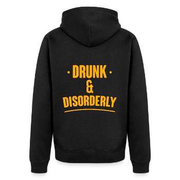 Drunk And Disorderly 2 - Unisex Premium Bio Zip Hoodie - Schwarz - Hinten - Nico (187cm)