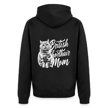 Katze Britisch Kurzhaar Geschenk - Unisex Premium Bio Zip Hoodie - Schwarz - Hinten - Nico (187cm)