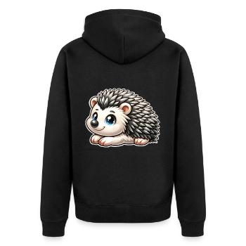 Igel - Unisex Premium Bio Zip Hoodie - Schwarz - Hinten - Nico (187cm)