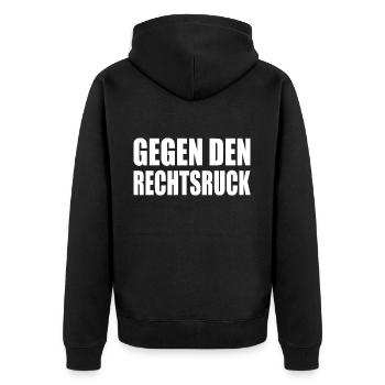 Contre le virage à droite - Veste à capuche bio Premium Unisexe - noir - Dos - Nico (187cm)