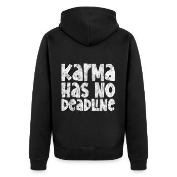 Le karma n’a pas de date limite 3 - Veste à capuche bio Premium Unisexe - noir - Dos - Nico (187cm)