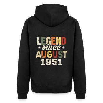 Août 1951 Anniversaire Août 1951 - Août 1951 - Veste à capuche bio Premium Unisexe - noir - Dos - Nico (187cm)